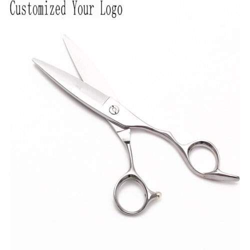 9123# 6" Customize Logo 440C Hairdressing Shears Silver Normal Scissors Micro Sawtooth Cutting Shears Professional Hair Scissors