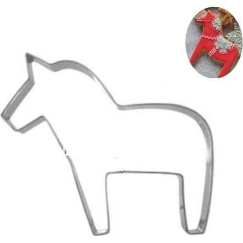 Bakery Animal Horse Mold Metal Stainless Steel Cookie Cutter Fondant Cake Decor Trojan Horse Biscuit Pastry Mould Cookie Stamp