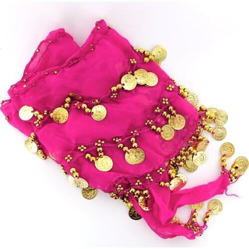 Belly Dance Belt Hip Scarf Wrap Belt Skirt Dress with 128 Gold Coins