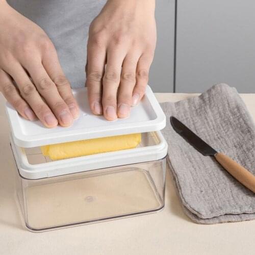 Transparent Home Butter Box Cutting Food With Lid Container Sealing Storage Dish Cheese Keeper Portable Kitchen Tools For Storag