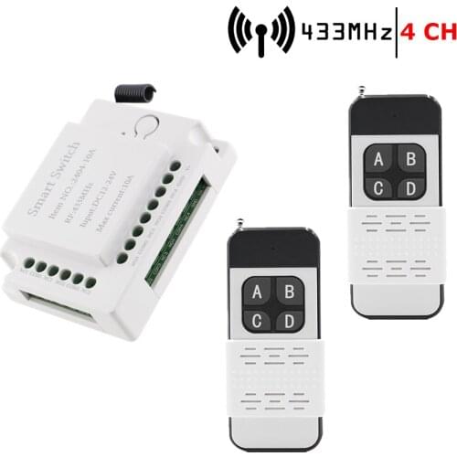 DC 6V 12V 24V 30V Wireless Remote Control Switch Garage Door Controller DIY 4CH Relay Module With Long Distance Transmitter LED
