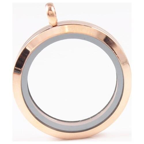 Mix Size Rose Gold Color Plain Magnetic Floating Locket 316L Stainless Steel Floating Memory Glass Locket Pendant Dropshipping