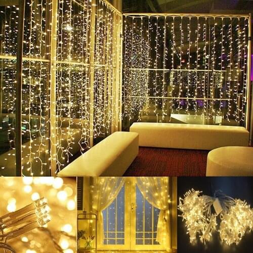 Christmas Garland Window Curtain Decoration Lamps 3*2M/3m Decorative Lighting For Wedding Birthday New Year Party Indoor Decors