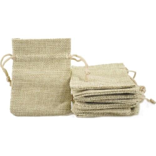 Handmade Jute Drawstring Burlap Wedding Party Christmas Gift Jewelry Pouches Packaging Bags 10x14cm
