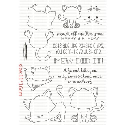 Animal Cat Words Silicone Clear Rubber Stamp Sheet Cling Scrapbooking DIY Cute Pattern Photo Album Paper Decoration