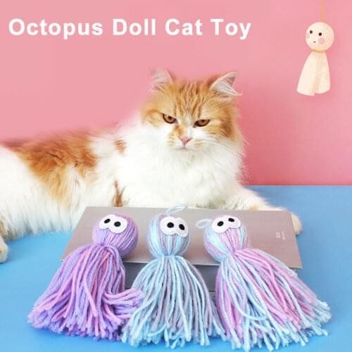 Wool Octopus Doll Cat Toy for Kitten Cute Pet Products Self-healing Plush Balls Pet Toy Bite Resistant Cat Supplies Dropshipping
