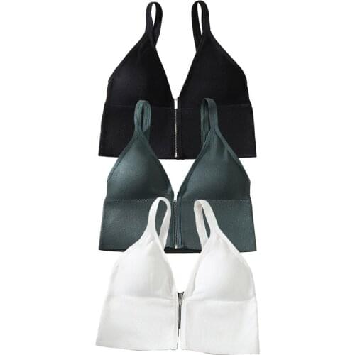 Zipper Sport Bras Crop Tops Tube Top Women Lingerie Streetwear Sleeveless Camisole Wireless Sports Comfortable Tank