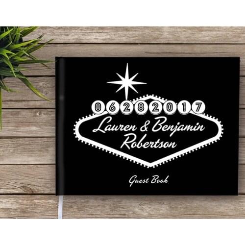 Wedding Guest Book Las Vegas, Black and White Wedding party Guest Book, Las Vegas Modern Guest Book, Engagement Journal