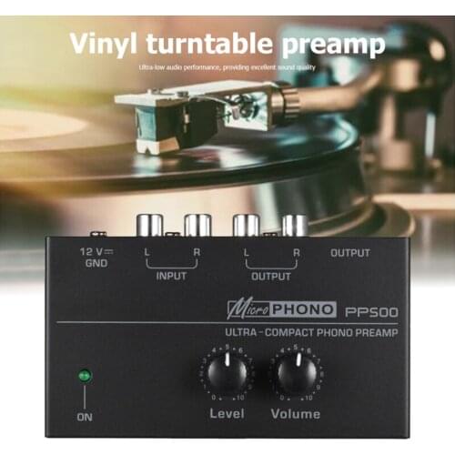 PP500 Ultra-compact Phone Preamplifier Phono Preamp Bass Treble Balance Volume Tone EQ Control Board EU Plug