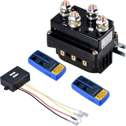 Universal Winch Contactor Solenoid Relay Controller 12V 500A Dc Switch Boat Truck Thumb with Twin Wireless Remote Controls for A