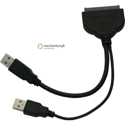 USB 3.0 to SATA 22 Pin 2.5 Inch Hard Disk Driver SSD Adapter Converter Cable Dual USB High Speed