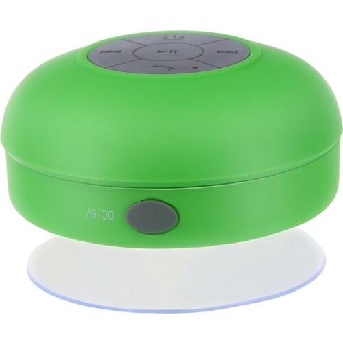 Waterproof Mini Handsfree Speaker jukeboxes Bluetooth USB 2.5 mm Microphone for Mobile with Suction Cup - Green
