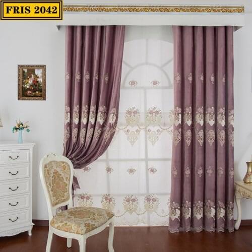 European-style Water-soluble Embroidered Curtains, Jacquard Curtains Finished Blackout Curtains for Living Dining Room Bedroom