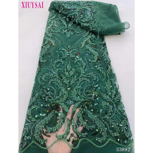 High-end Handmade Beads Lace Latest African Lace Fabric High Quality Embroidery French Nigerian Net Lace Fabrics for Sewing