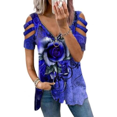 2021 Casual Women T-shirt Rose Flower Print Anti-wrinkle Skin-friendly Women Fashionable Summer Tops for Travel Summer Pink xxxl
