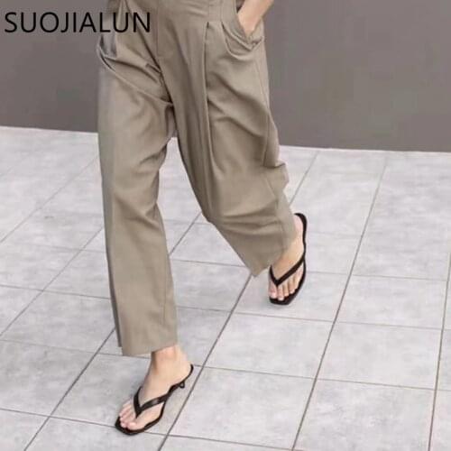 SUOJIALUN 2020 New Brand Women Beach Flip Flop Shoes Ladies Elegant Summer Slipper Low Heel Slides Outsides Slipper