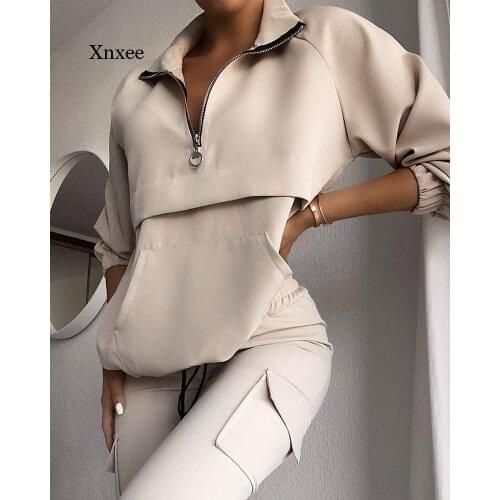 2021 Autumn and Winter Two-Piece Sportswear Ladies Holiday Clothing Jacket + Trousers Sportswear Zipper Two-Piece Suit