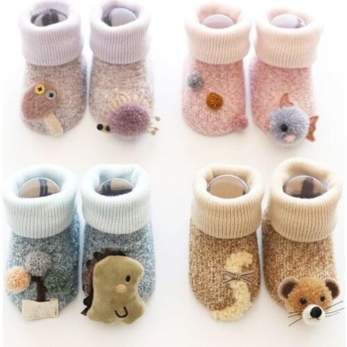 Newborn Winter Coral Fleece Thicken Baby Socks Toddler Baby Girls Boys Socks Anti Slip Soft Baby Socks Warm Clothes Accessories