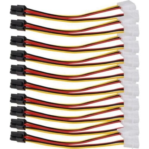 10PCS Molex 4 Pin to PCI-E PCI Express 6 Pin Power Converter Adapter Cable Connector Power Supply Cable
