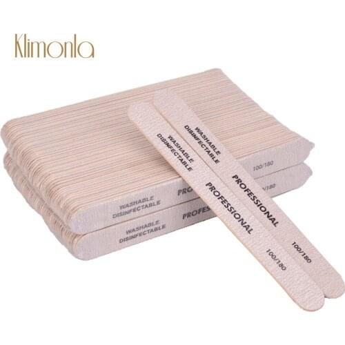 100Pcs/Lot Grey Straight Wood Nail File 100/180 Grit limas para Manicura Gel Polishing Buffer Beauty Manicure Nail Art Supplier
