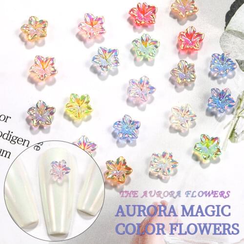 12 Japanese-style Small Flower Shape Aurora Symphony Jewelry Mixed Mermaid Rose DIY Nail Decoration Accessories Party Gifts Hot