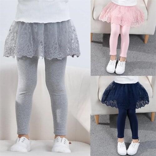 2021 Cotton Baby Girls Leggings Lace Princess Skirt-pants Spring Autumn Children Slim Skirt Trousers for 2-7 Years Kids Clothes