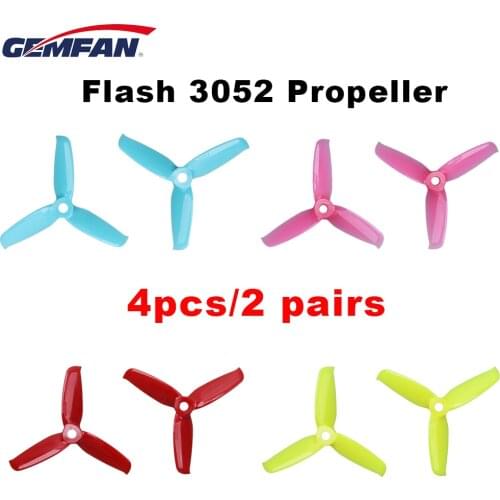 4pcs/2pair Gemfan Flash 3052 3*5.2mm PC 3-blade Propeller 5mm Mounting Hole for 110-130mm Frame 1606 Motor RC Race Racing Drone