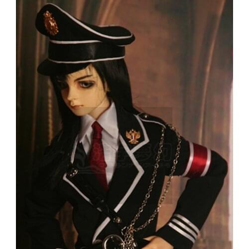 Doll Accessories BJD Clothes High-end Custom Made 70cm 1/3 1/4 Male Boy bjd Military Police Uniform Black Long Costume Suit 8