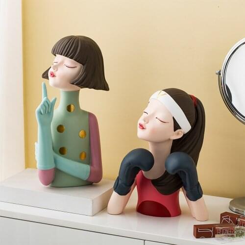 Home Decoration Accessories Modern Nordic Resin Sculpture Art Statue Gifts Figures Lovely Statues Bedroom Tabletop Decor Gifts