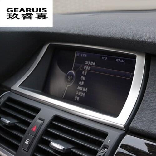 Car Styling Navigation Frame Strip decoration Panel Covers Stickers Trim frame For BMW X5 X6 e70 e71 Interior auto Accessories