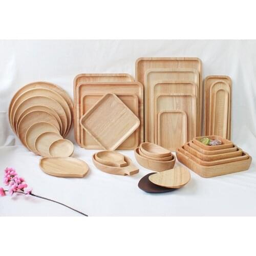 Free Shipping full collection Janpanese Nordic Wooden Coffe hotel breakfast bread Plate fruit tray salad bowl dish tablewares