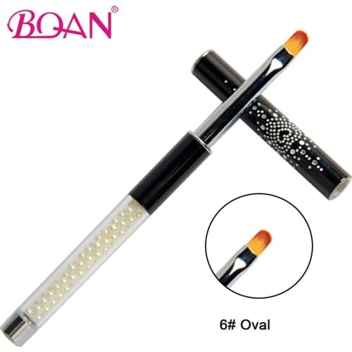 BQAN 1pc Nail Art Design UV Gel Polish Extension Builder Drawing Painting Brush Size #6 Oval Nylon Head Manicure DIY Pen Tool