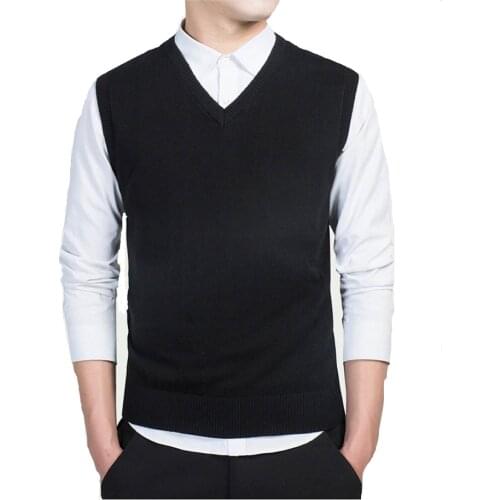 Brand Clothing Pullover Sweater Men Autumn V Neck Slim Vest Sweaters Sleeveless Mens Warm Sweater Cotton Casual M-3XL J767