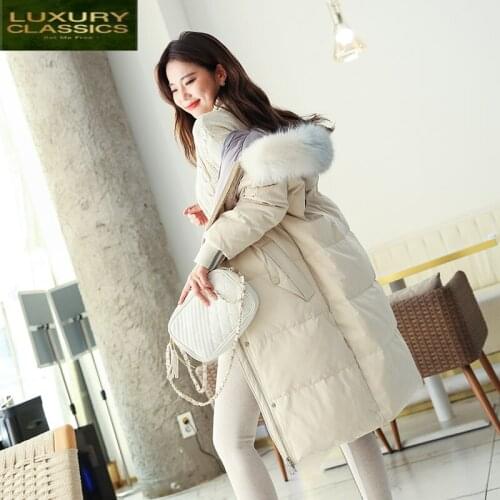 Brand Winter Coat 2021 Female 90% Thick Warm Duck Down Jacket Women Korean Large Fur Hooded Down Parka Jackets Hiver 1901