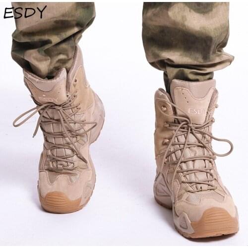 Esdy Winter Boots Men Shoes Military Boots Special Force Tactical Desert Combat Ankle Boots Men Army Work Shoes Leather Boots