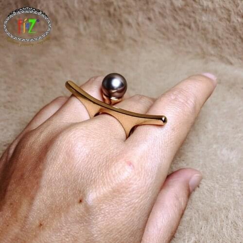 F.J4Z New Fashion Finger Rings Collections Golden Alloy Chic Rings Steampunk Sticks Top Ring Minimalist Jewelry Gifts Dropship