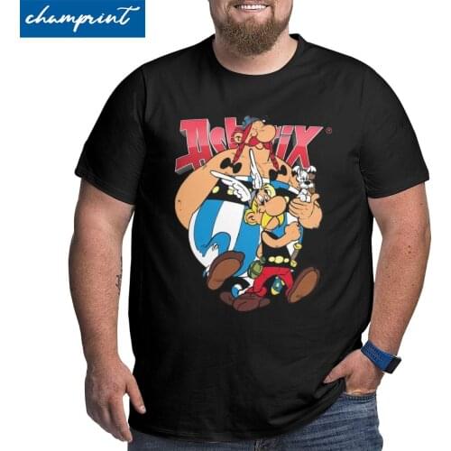 Leisure Asterix And Obelix T-Shirts Men O Neck Cotton T Shirt Short Sleeve Big Tall Tees Plus Size 4XL 5XL 6XL Tops
