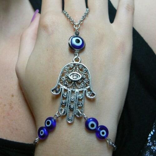Hamsa Hand Fatima Protection Indie Fusion Belly Dancer Moroccan Gypsy Boho Hipster Evil Eye Slave Bracelet