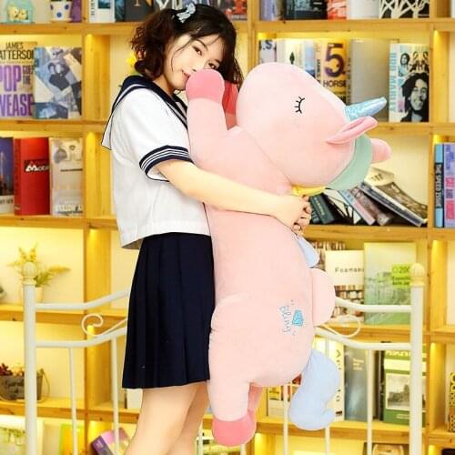 60/80/100cm Lovely Plush Toys Animal White/Pink Horse Stuffed Soft Kawaii Cartoon Pillow Dolls for Birthday Christmas Gift