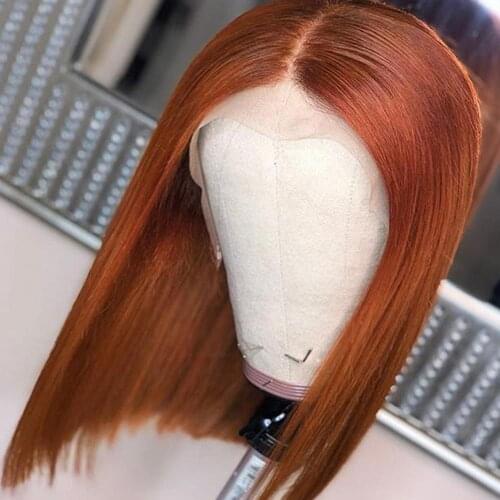 Short Bob Full Lace Wigs Ginger Blonde Straight Human Hair lace Front Wigs Orange Brown Blonde Bob Wig Malaysian Remy Hair