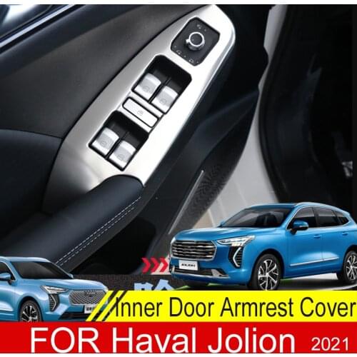Stainless Steel Inner Door Armrest Window Switch Cover Decoration Control Panel Auto Accessories For Haval Jolion 2021