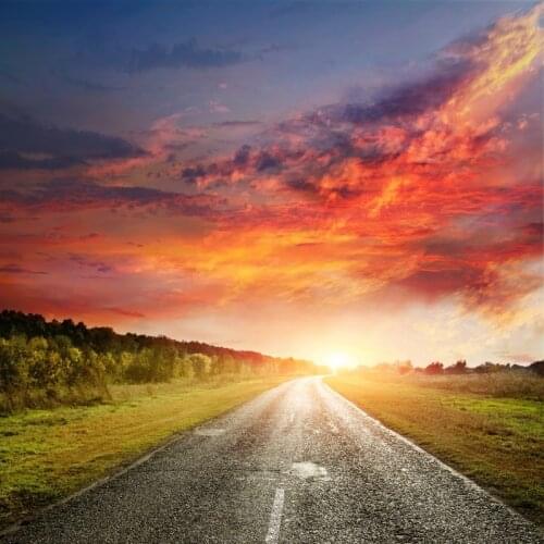 Laeacco Cloudy Dusk Sunshine Road Way Outdoor Natural Scenic Photographic Background Photo Backdrops Photocall Photo Studio
