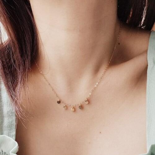 Lii Ji 14K Gold Filled Coins Necklace Handmade Jewelry Boho Choker Pendant Minimalism Women Necklace