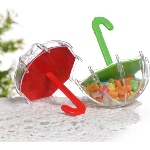 12pcs Mini Umbrella Shape Candy Box Plastic Clear Gifts Boxes Birthday Party Favors Wedding Engagement Childrens Day Decoration