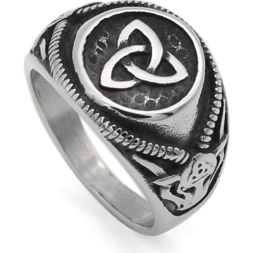 Men 316L stainless steel norse Viking thors goat odin symbol ring with viking gift bag