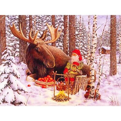 Santa Claus 11CT Embroidery Kit Craft Needlework Set Cotton Thread Canvas Printed Home Decor Christmas Gift Dropshipping