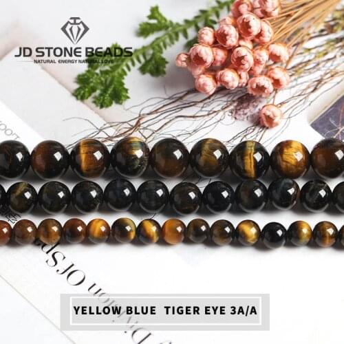 Natural Yellow Blue Tiger Eye Gemstone 4-14 Pick Size Fashion Hand-made Ornament For Jewelry Making Yellow And Blue Color Beads