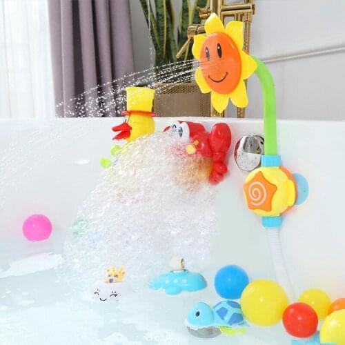 Newest Baby Bath Toy Bathing Tub Sunflower Shower Bath Toys For Children Faucet Spray Water Swimming Bathroom Funny Water Game