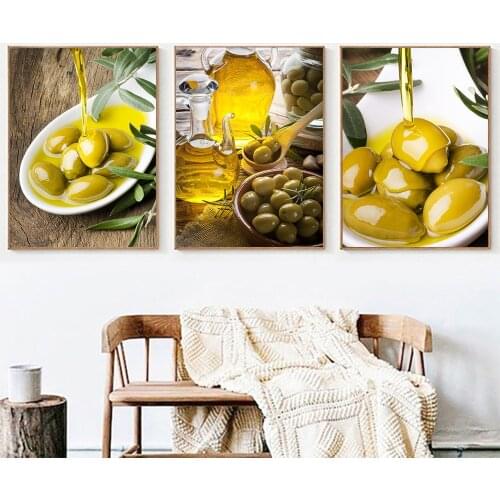 Olive Oil and Spoon Food Modern Home Kitchen Decor Delicious Food Pictures Wall Art Restaurant Posters HD Print Canvas Paintings