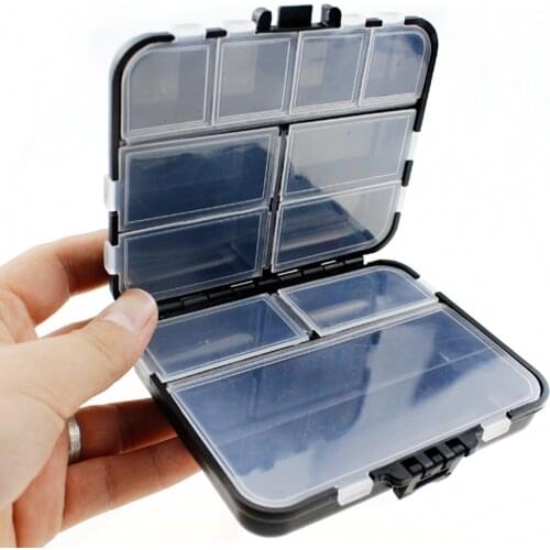 Premium Plastic Fishing Box Fishing Lures Spoon Hook Bait Storage Organizer Pesca Waterproof Fishing Tackle Boxes Black 12x9x3cm